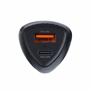 Autolaturi Forcell F-Energy Carbon USB C + USB A QC3.0 PD 3A 38W CC50-1A1C musta