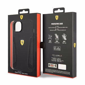 Ferrari FEHCP14MRBUK iPhone 14 Plus 6.7" musta/musta kovakotelo nahkainen leima sivut