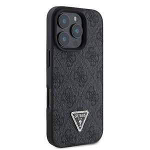 Guess Leather 4G Triangle Strass MagSafe kotelo iPhone 16 Pro Max - musta