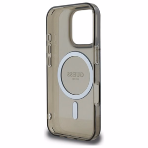 Guess IML Glitter Circle MagSafe suojakuori iPhone 16 Pro:lle - musta