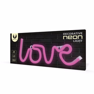 Neon LED-valo LOVE vaaleanpunainen Bat + USB FLNE05 Forever Light