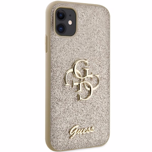 Guess GUHCN61HG4SGD Suojakuori iPhone 11 / Xr:lle - kultainen Glitter Script Big 4G
