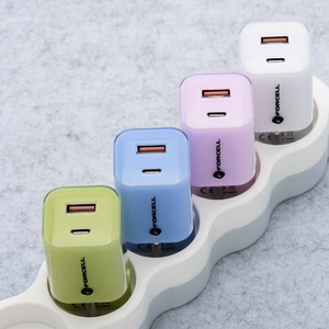 Puhelinlaturi Forcell F-Energy GaN III Crystal Color USB C + USB A QC4.0 PD 33W + silikoninen kaapeli USB C - USB C VT-41 sininen