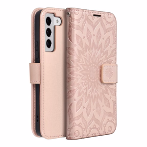 MEZZO Book-suojakuori Samsung S22:lle mandala Rose Gold