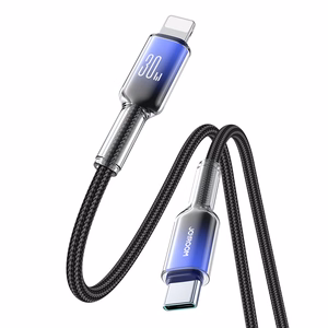 Joyroom S-A42 Crystal-Clear Series 30W USB-C - Lightning -kaapeli 1,2 m - musta