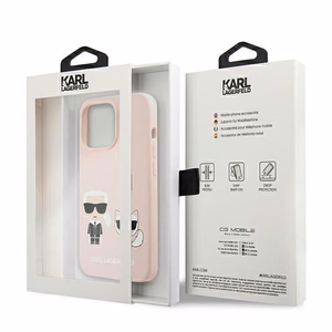 Karl Lagerfeld Silikoni Ikonik Karl&Choupette MagSafe kotelo iPhone 13 Pro Max - vaaleanpunainen - vaaleanpunainen