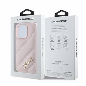 Karl Lagerfeld Diagonal Quilted Script Suojakuori iPhone 14 Pro Max:lle - vaaleanpunainen