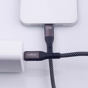 Maxlife MXUC-11 magnetic cable USB-C - Lightning 1,0 m 27W black nylon