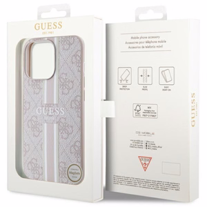 Guess GUHMP13LP4RPSP iPhone 13 Pro / 13 6.1 vaaleanpunainen/vaaleanpunainen suojakuori 4G Printed Stripes MagSafe