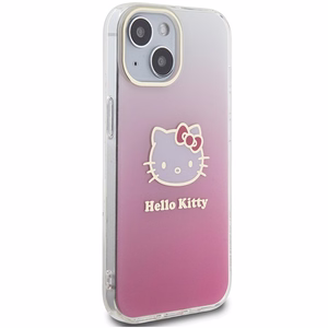Hello Kitty IML Gradient Electrop Kitty Head Suojakuori iPhone 15:lle - vaaleanpunainen
