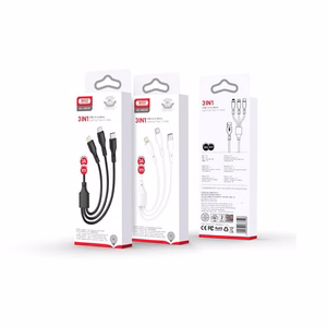 XO kaapeli NB230 3-in-1 USB - Lightning + USB-C + microUSB 1,0m 2,4A, valkoinen