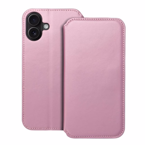 Dual Pocket Book Läppäsuojakuori iPhone 16 PLUS:lle vaaleanpunainen