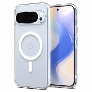 Spigen Ultra Hybrid Mag MagSafe Suojakuori Google Pixel 10 / 10 Pro - Läpinäkyvä ja valkoinen