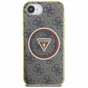 GUESS IML Metal Glitter 4G Circle Triangle MagSafe Alkuperäinen Suojakuori iPhone 17e/16e:lle - Ruskea