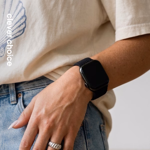 Crong Wave Band punottu Apple Watch -ranneke, 44/45/46/49 mm, musta