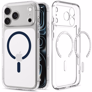 Spigen Ultra Hybrid MagSafe -suojakuori iPhone 18 Pro Max / 17 Pro Max -malleille, läpinäkyvä tummansininen