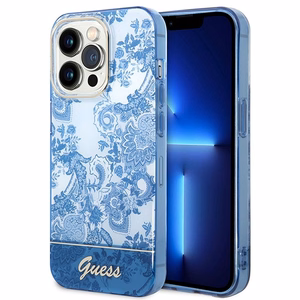 Guess GUHCP14LHGPLHB iPhone 14 Pro 6.1" sininen/sininen kovakotelo Porcelain Collection