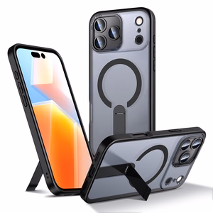 Hybrid Armor X Suojakuori iPhone 17 Pro:lle MagSafe-yhteensopivalla jalustalla - musta