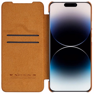Kotelo Nillkin Qin Pro Nahka Apple iPhone 14 Pro Max ruskea