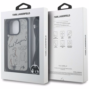 Karl Lagerfeld Crossbody Grained Pattern & Logo Suojakuori iPhone 16 Pro Max:lle - Harmaa