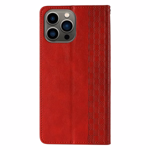 Magneetti hihna Kotelo Kotelo iPhone 14 Pro Max Flip Lompakko Mini Lanyard Stand Punainen