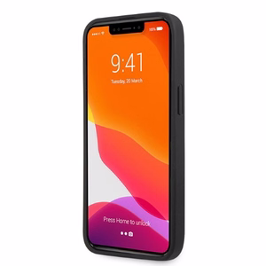 AMG AMHCP13LOSDBK iPhone 13 Pro / 13 6.1" musta/musta kova Suojakuori Nahkainen Curved Lines