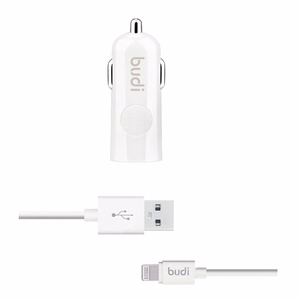 Budi BD062L car charger with 1 USB-A port, with LED indicator, with Lightning cable