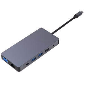 Adapteri USB Type-C - 2x HDMI, VGA, LAN, 3x USB Type-A, SD, TF, USB Type-C PD100W, Aux