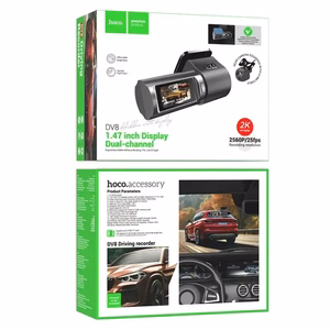 Dash cam for car Hoco with screen 1,47" 2K + rear camera 720P/25fps DV8 black