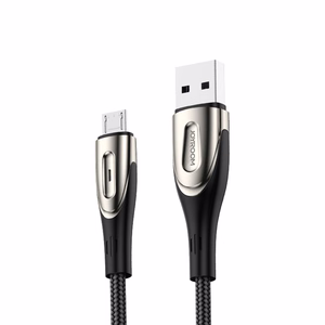 Joyroom Sharp Series S-M411 USB-A / micro USB 3A 2m kaapeli latausilmaisimella - musta