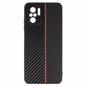 Tel Protect CARBON Suojakuori Xiaomi Redmi Note 10/Note 10S/Poco M5S:lle musta punaisella raidalla