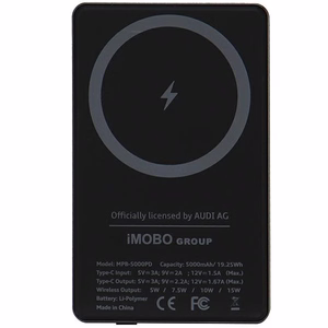 Tehopankki Audi Big Logo MagSafe induktiivinen 15W 5000mAh - harmaa