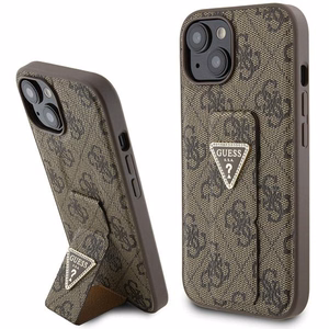 Guess Grip Stand 4G Triangle Strass Suojakuori iPhone 15:lle - ruskea