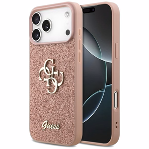 Guess Fixed Glitter Big 4G suojakuori iPhone 17 Pro Max - pinkki