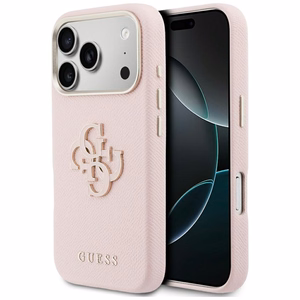 Guess PU FW Resin Logo Suojakuori iPhone 17 Pro Max 6,9" - Vaaleanpunainen