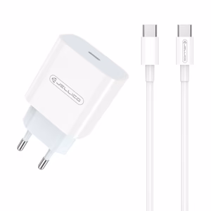 Laturi Jellico AK180 20W USB-C + USB-C-USB-C-kaapeli 1.0m valkoinen