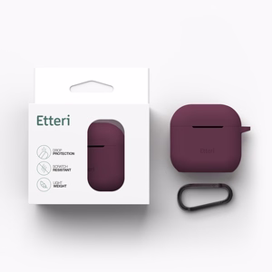 Etteri silikonikotelo AirPods 4 -kuulokkeille, tumma kirsikanpunainen