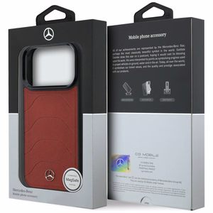 Mercedes Leather Mesh with Bow Line MagSafe -suojakuori iPhone 17 Pro Max -mallille, punainen