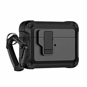 Airpods 4 Pro Armor Suojakuori Karabiinilla - Musta