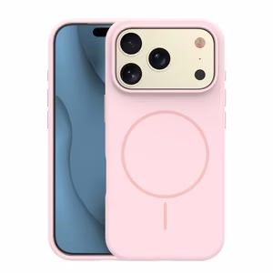 Silikoninen Thin Mag -suojakuori iPhone 17 Pro 6,3":lle vaaleanpunainen