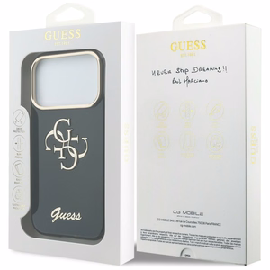 Guess IML 4G Script Metal suojakuori mallille iPhone 17 Pro Max / 18 Pro Max – väri: musta