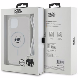 Karl Lagerfeld IML Choupette Head & Cord MagSafe Suojakuori iPhone 14 / 13 / 15:lle - läpinäkyvä