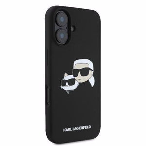 Karl Lagerfeld Silicone Nauble Heads Print MagSafe Case for iPhone 16 - Black