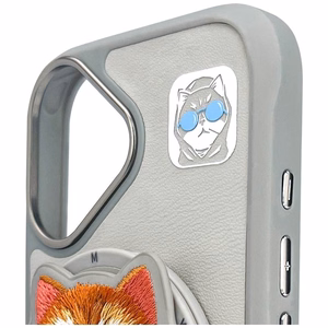 Nimmy Glasses Cool Cat MagSafe Suojakuori iPhone 16:lle - harmaa