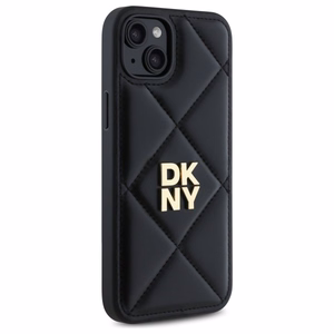 DKNY Quilted Stack Logo Suojakuori iPhone 15 Plus:lle - musta