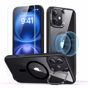 ESR Classic Hybrid Kickstand Halolock MagSafe iPhone 16 Plus + Karkaistu lasi Näytönsuoja - Musta