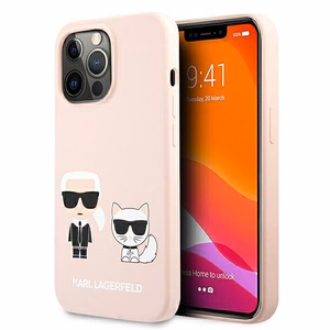 Karl Lagerfeld Silikoni Ikonik Karl&Choupette MagSafe kotelo iPhone 13 Pro Max - vaaleanpunainen - vaaleanpunainen