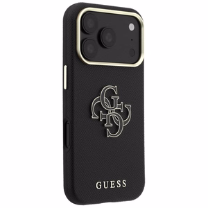 Guess Grained & Big Resin Logo -suojakuori iPhone 18 Pro Max / 17 Pro Max – musta