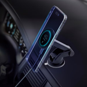 Auton laturi-pidike 3mk Car MagCharger 15W tuulilasi/kojelauta musta
