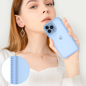 Kingxbar Sparkle sarjan tapauksessa iPhone 13 Pro Max kristallit takaisin kansi sininen